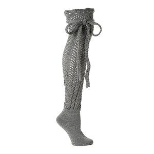 Knit Pointelle Bow knee socks from MeMoi Socks